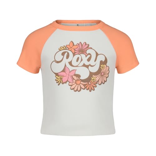 Image of Roxy Girls' Short Sleeve Snug Fit Ribbed Tee, Crew Neck Graphic T-Shirt, Soft & Comfortable