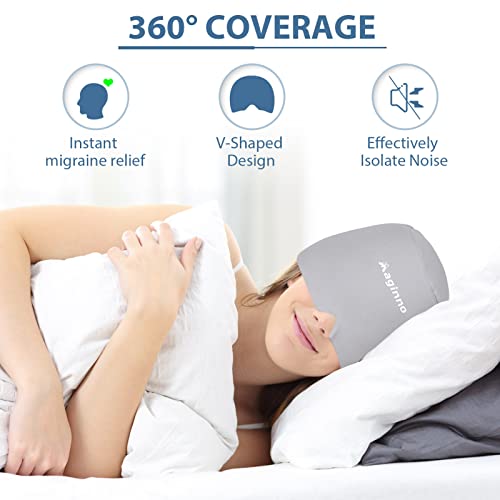 Image of Migraine Ice Head Wrap, Migraine Relief Headache Hat,Cold & Hot Therapy Ice Hats for Migraines.360 Degree No-Slip Reusable Flexible Cold Compress Cap for Tension, Sinus,Stress Relief.Grey