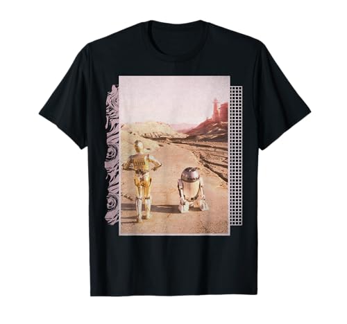 T-shirt Star Wars Long Walk Droids en coton noir pour fan de la saga