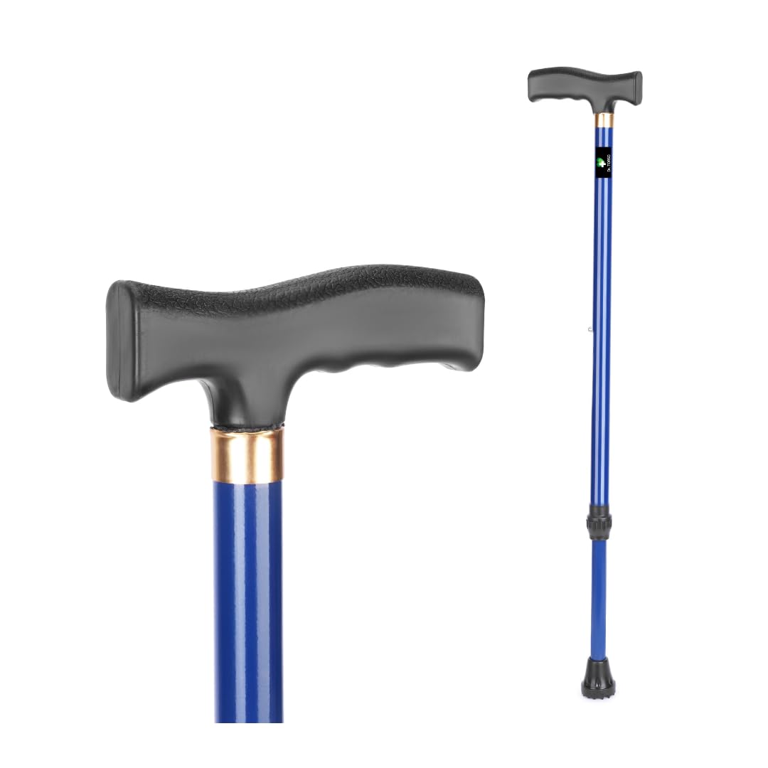 Dr. TORSO Active Assist Walking Stick with Adjustable Height, Stong Mild-Steel Body for Men/Women, Patients, Old People. (Blue)-image-44