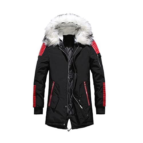 Parka d'hiver pour homme Haitpant rouge L en coton épais et doublure polaire