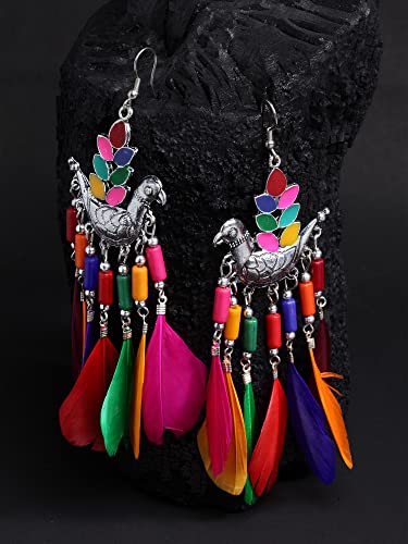 Stylish Oxidised Feather Earrings for Women