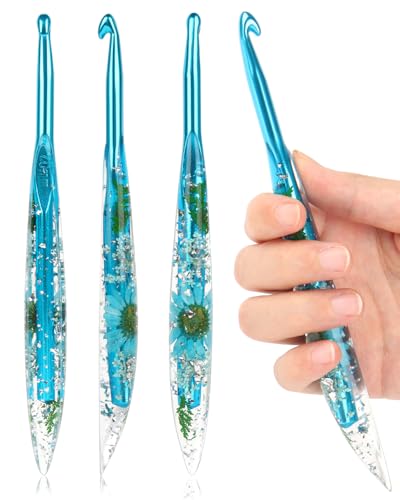 Image of Coopay Crochet Hooks, 7mm Ergonomic Crochet Hook with Floral Plastic Grips, Stylish and Unique, Ideal for Crocheting Blankets, Dolls, Shawls, Hats, Scarves (7.0mm)