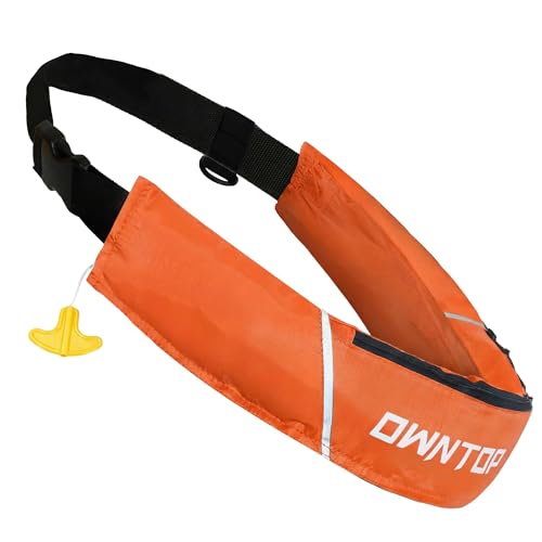Image of Owntop Manual Inflatable Belt Pack, Adults Swim Jacket with Blowpipe & Whistle, 24g CO2 Cylinder Included, Low Profile for Kayaking, Fishing, Paddle Sports