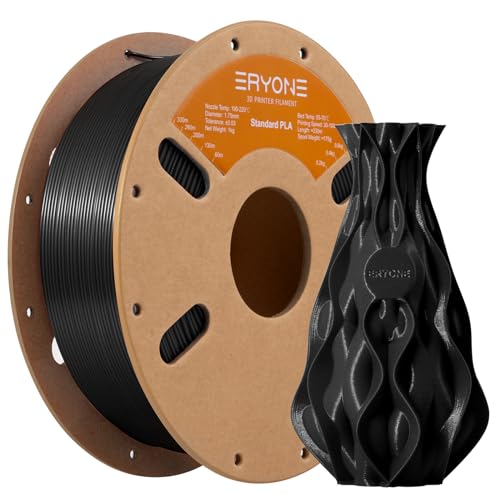 ERYONE PLA Filament 1.75 mm, Filament Pour Imprimante 3D PLA, +/- 0,03 mm, 1 kg/Spule, Noir