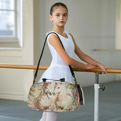 Duffle Bag for Boys or Girls with Shoes Compartment, Unicorns Berries Sports Travel Bag Overnight3