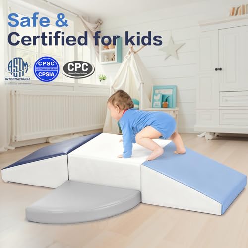 Image of Sumbababy Climbing Foam Blocks for Toddlers: PU Leather Foam Blocks for Kids Active Play - Toddler Climbing Toys Indoor - Durable Playground Gym Preschool Toddler Toys for Boys and Girls