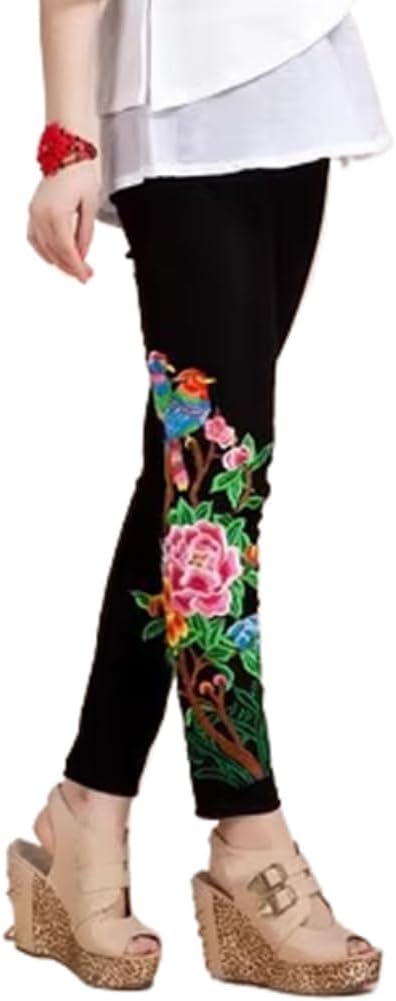 Spring and Autumn Womens Cotton Line Style MediumLength Embroidered Clothing Tops Seven-Sleeve