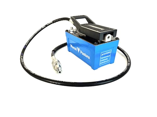 Air Hydraulic Foot Pump 10,000 PSI, 1.7L Reservoir, NPT 3/8" Outlet, 2 x 6.5 ft Hose, Pneumatic Hydraulic Pump, Blue
