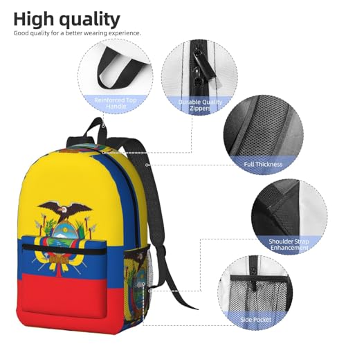 Flag of Ecuador Travel Laptop Backpack 17 Inch Large Computer Backpack Waterproof Backpack.4