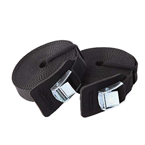 Preisvergleich Produktbild FBGood 2 Stück Befestigungsriemen, Spanngurte Robuste Zurrgurt Verzurrgurte zur Befestigung am Camping Outdoor Fahrradträger Kajakaufbewahrung Ladungssicherung (Schwarz)