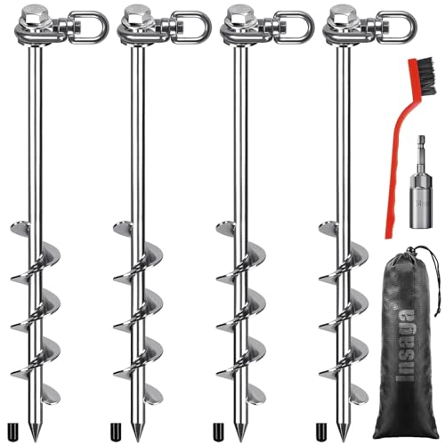 Insaga 14" Ground Anchors with a Hex Head and 360°