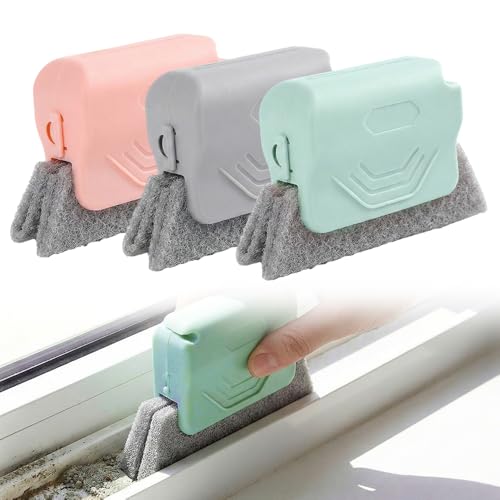 Magic Window Track Cleaner Window Groove Cleaning Brush Tools Set Cleaner Brushes for Window lides Gaps Tile Lines Shutter Slats Car Vents & Narrow Gaps (3PC Mix)