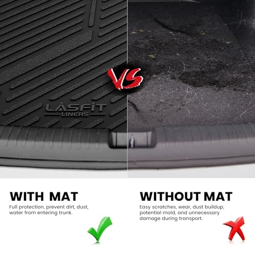Image of LASFIT Cargo Mat for Ford Focus(Only Gas) 2012-2018,Focus RS 2016-2018 | Trunk Liner Fit Ford Focus 2012-2018 Hatchback Gasoline(No Subwoofer) All Weather Custom Fit TPE,1 PCS,Black