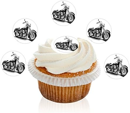 24 Pre Cut Harley Davidson Edible Premium Disc Wafer Cupcake Decorations Toppers - by Kreative Cakes