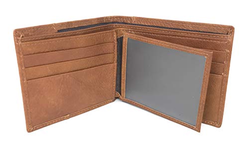 Western Genuine Tooled Leather Cowhide Praying Cowboy Men's Bifold Short Wallet in 3 Colors (Brown)3