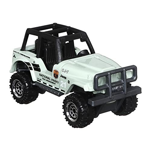 Matchbox Hitch & Haul Die-Cast Vehicle Playset - Boating Bear Adventure ~ 6 Piece Set ~ Car Cj7 ~ Includes Trailer Trawler With Boat, Hiker, Bear, Wolf And Trailhead Sign #TOP1