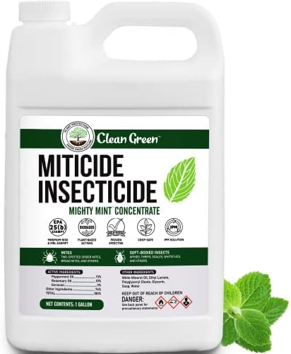 Clean Green Miticide Insecticide – 1 Gallon Botanical Concentrate for Spider Mites, Aphids, Disease, and Insects - OMRI Listed for Organic Use
