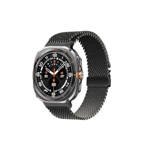 �ɓK������Samsung Galaxy Watch 8/8 Classic/Ultra 2025 47mm�o���h�Ή� ���`�^�� �~���l�[�[���[�v�X�g���b�v(Black,For Galaxy Watch 8 Ultra)
