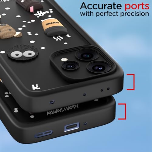 Image of Pikkme Back Cover for Oppo Reno 15 5G | 3D Bear Silicone Cute & Fun Coffee Cartoon | Full Body Protection Bumper Case (Black)