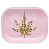 Pink Rolling Tray Girly - Cute Pink Tray Small Mini Rolling Trays, Cigarette Rolling Trays - Stoner Gifts for Women Girls Mom, Travel Metal Smoke Tray for Herb Tobacco Accessories, 7'' X 5.5''