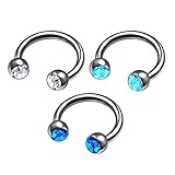 Pendientes de herradura de titanio G23 de 16 g, piercing de joyería de cartílago, tabique, nariz, labio, tragus, 3 mm, bola de cristal más opciones, Titanio, Sin gemas.