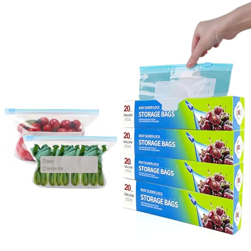 80 Pcs Food Storage Bags, Zip Lock Freezer Bag 23 * 15 * 5cm (9 * 5.9 * 1.9 inches), Zip Seal Bags Ideal for Preserving Freshness of Fruits, Vegetables, Meat, Grains, Snacks, Sandwich etc