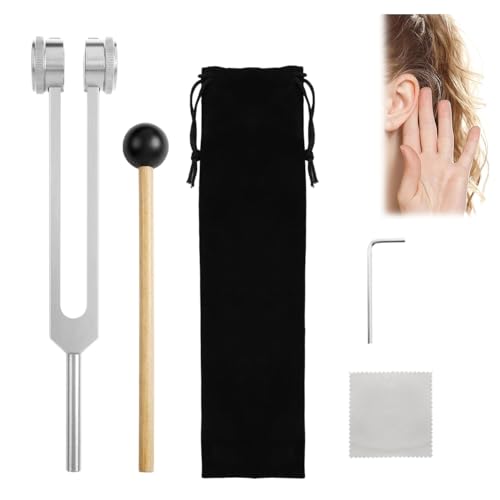 Diapasón de 128 Hz,juego de diapasones de aleación de aluminio,Diapasón Terapéutico,terapia de frecuencia con martillo de silicona,paño de limpieza y bolsa de almacenamiento,para terapia de sonido