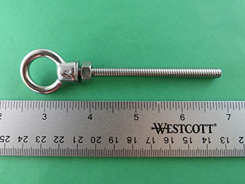 Image of US STAINLESS 2 Pieces Stainless Steel 316 (Shape Type 307) Lifting Eye Bolt 1 /4 inch UNC x 80mm Marine Grade