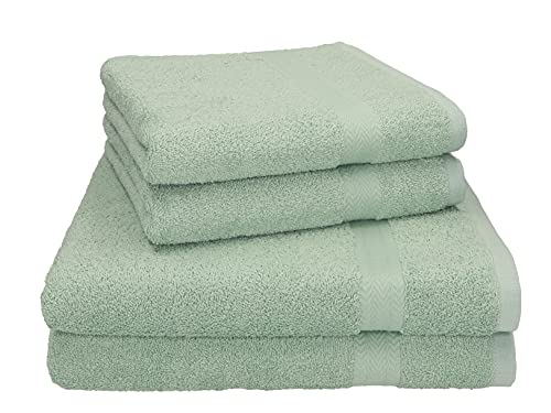 Betz Premium Handtuch Set 4-teilig – 2 Duschtücher 70×140 cm & 2 Handtücher 50×100 cm, 100% Baumwolle 470 g/m², saugstark & weich, Oeko-TEX® Farbe heugrün
