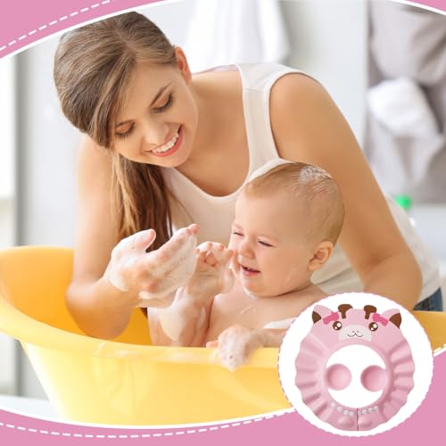 1 Stück Baby-Duschkappe, Verstellbare Kinder-Sonnenschutzmütze und Schwimmkappe, Geeignet zum Schutz von Augen, Ohren und Gesicht beim Haarwaschen (Rosa)