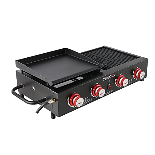Comparison: Best Griddle Grill Combo 6 Royal Gourmet GD4002T 4-Burner Tailgater Grill and Griddle Combo, Portable Flat Top Propane Gas Grill with 40,000 BTUs Output for Backyard or Outdoor Cooking, Black