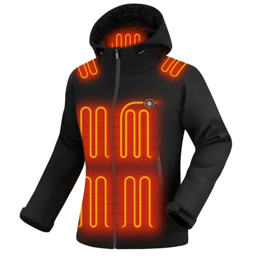 XINSONYUELL Beheizbare Jacke Damen mit Powerbank 16000mAh, Beheizte Jacke mit Kapuze...