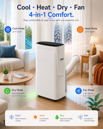 Image of Coolblus Inverter Portable Air Conditioner with Heat, 20000 BTU ASHRAE, WiFi Smart, 95 Pints Dehumidifier, for Rooms up to 1000 Sq.Ft, White-20000BTU-WIFI-HEAT