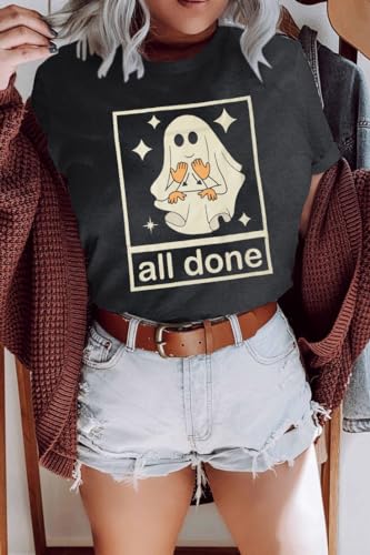 Teacher Halloween Shirt for Women All Done Sign Short Sleeve T-Shirt — view 2