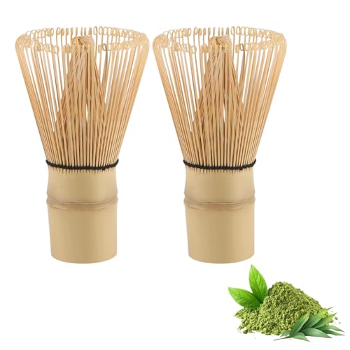 2 Pièces Fouet à Matcha En Bambou Naturel, Accessoire De Cérémonie Du Matcha Japonais - 100 Bâtons, Fouet En Bambou Naturel Traditionnel De Matcha Pour La CéRémonie Du Thé, La Boisson