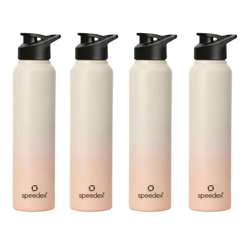 Image of Speedex Stainless Steel Water Bottle 1 Ltr, Leak Proof Sipper Cap, BIS Approved 1000 ml Metal Bottle For Daily, Office, School, Gym, Travel Use for Men, Women, Kids, Adults, Peach Orange, Set of 4