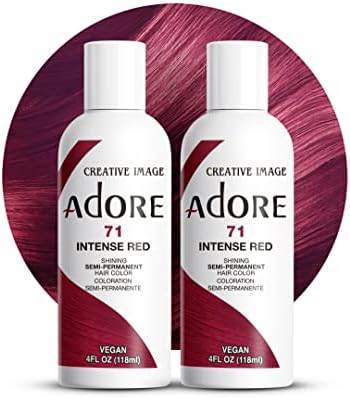 Adore Semi Permanent Hair Color, 071 Intense Red, 4 Fl Oz (2 Pack)