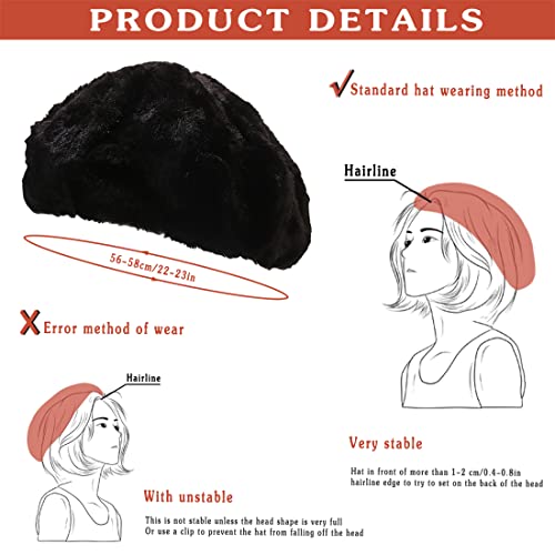 Xyiyi Winter Black Faux Fur Furry Beret Hats Fluffy Fuzzy Warm French Beret For Women Girls #TOP5