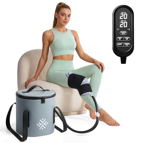 aero bear Ice Machine for Knee After Surgery w/Compression, Cold Therapy Machine for Hip Replacement, Cryo Cuff Wrap Pack for Shoulder Recovery, Cold Cooler Water System(Gray)