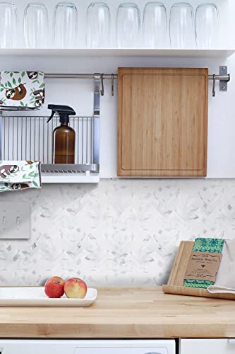 Colamo Luxury 10Pack Faux Stone Tiles, White Marble Peel And Stick 3D Backsplash Tiles,Self Adhesive Wall Tiles For Kitchen Backsplashes,Herringbone Diy Stick On Mosaic Tile For Bathroom Accent Walls #TOP7