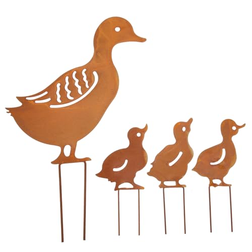 HIAKDOFT Figura Anatra in Metallo per Giardino Decorazione da Esterno Resistente alle Intemperie Punta Punta per Facile Installazione Ornamento da Prato Artistico per Cortile e Giardino