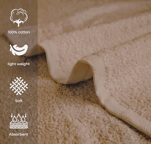 Avalon Towels Salon Towel - Beige Hand Towels Bulk Pack of 24 - 100% Cotton Absorbent Spa, Facial & Gym Towel for Working Out - 16x27 Inches (Not Bleach Proof) by Avalon Towels - Image 2