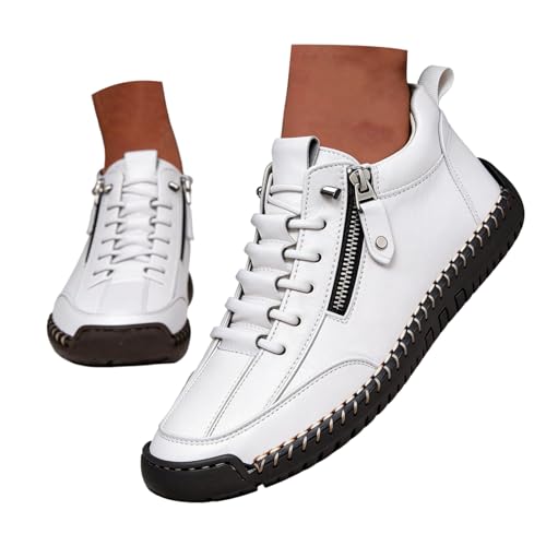 Bottines rétro homme blanches chaussures décontractées à lacets de marche