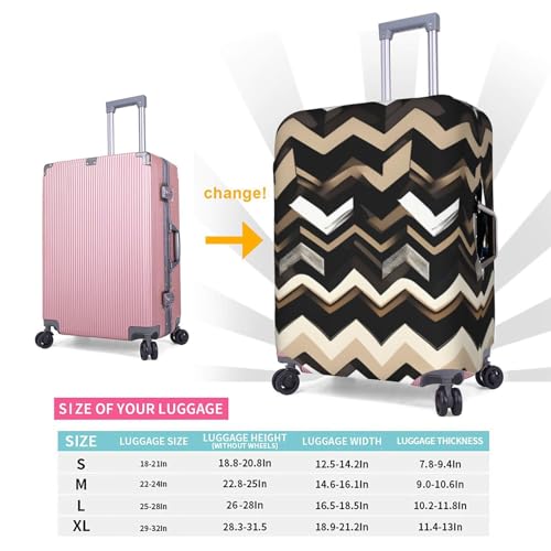 Housse de valise en polyester lavable blanche motif zigzag taille S - 5