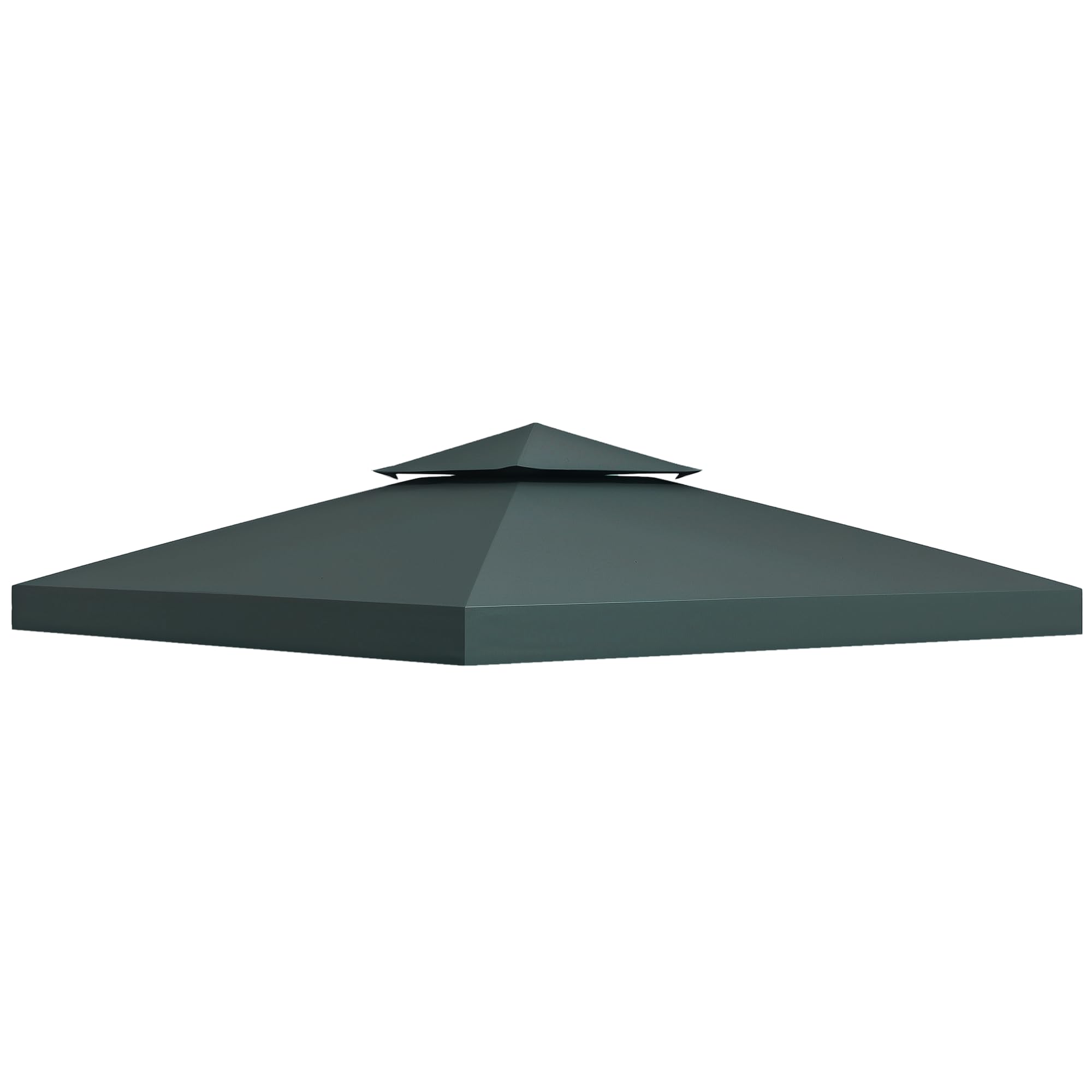 Outsunny 3 x 3(m) Gazebo Canopy Replacement Cover 2-Tier Roof Top Spare Part Charcoal Grey (TOP COVER ONLY)