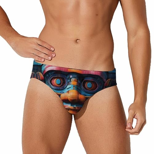 Maya Face Mask Mens Swim Briefs Quick Dry Swim Trunk Bikini Underwear Swimsuit L