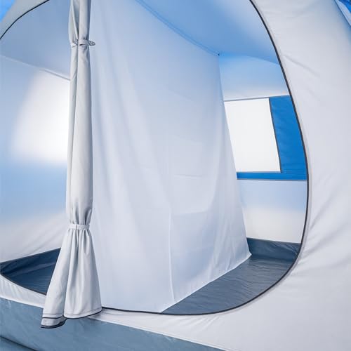 Campfeuer Tenda Smart Per 4 Persone | Blu/Grigio | Grande Tenda Tunnel Con 3 Ingressi, 2000 Mm Colonna D'acqua | Parete Divisoria Rimovibile | Tenda Per Gruppi, Campeggi E Famiglie - 9