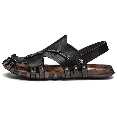 ChicWind Men's Closed Toe Leather Fisherman Sandals Outdoor Adjustable Sports Beach Slippers Flats3