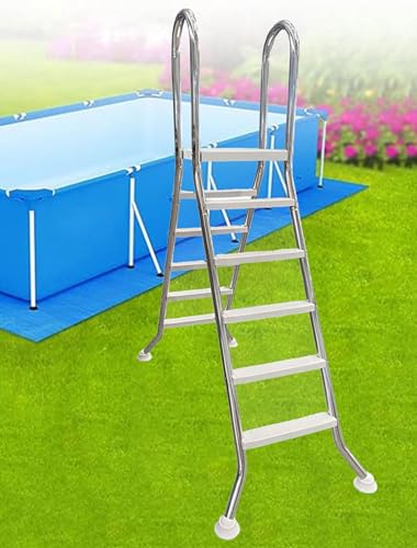 Escalera de piscina sobre tierra 5 peldaños acero inoxidable miniatura 1